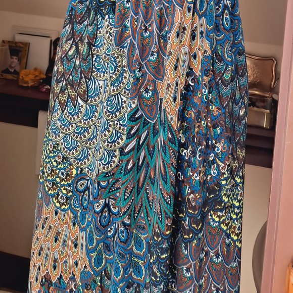 HYPNOTIC Boob Tube Dress Elasticated Maxi Dress Peacock Pattern - Picture 7 of 11